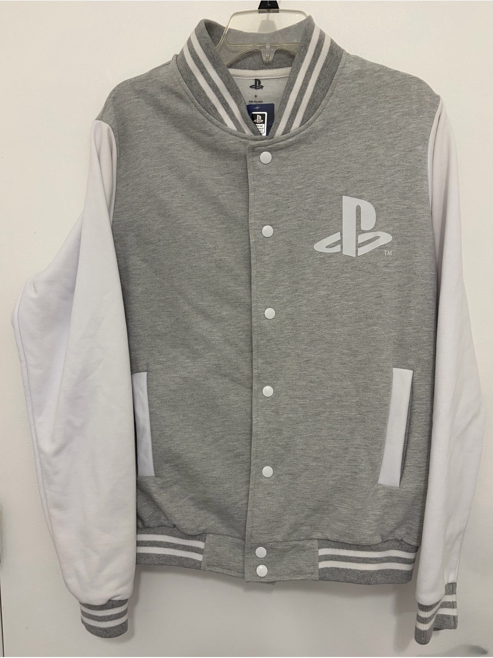 Sony PlayStation Grey and White Varsity Bomber Jacket
